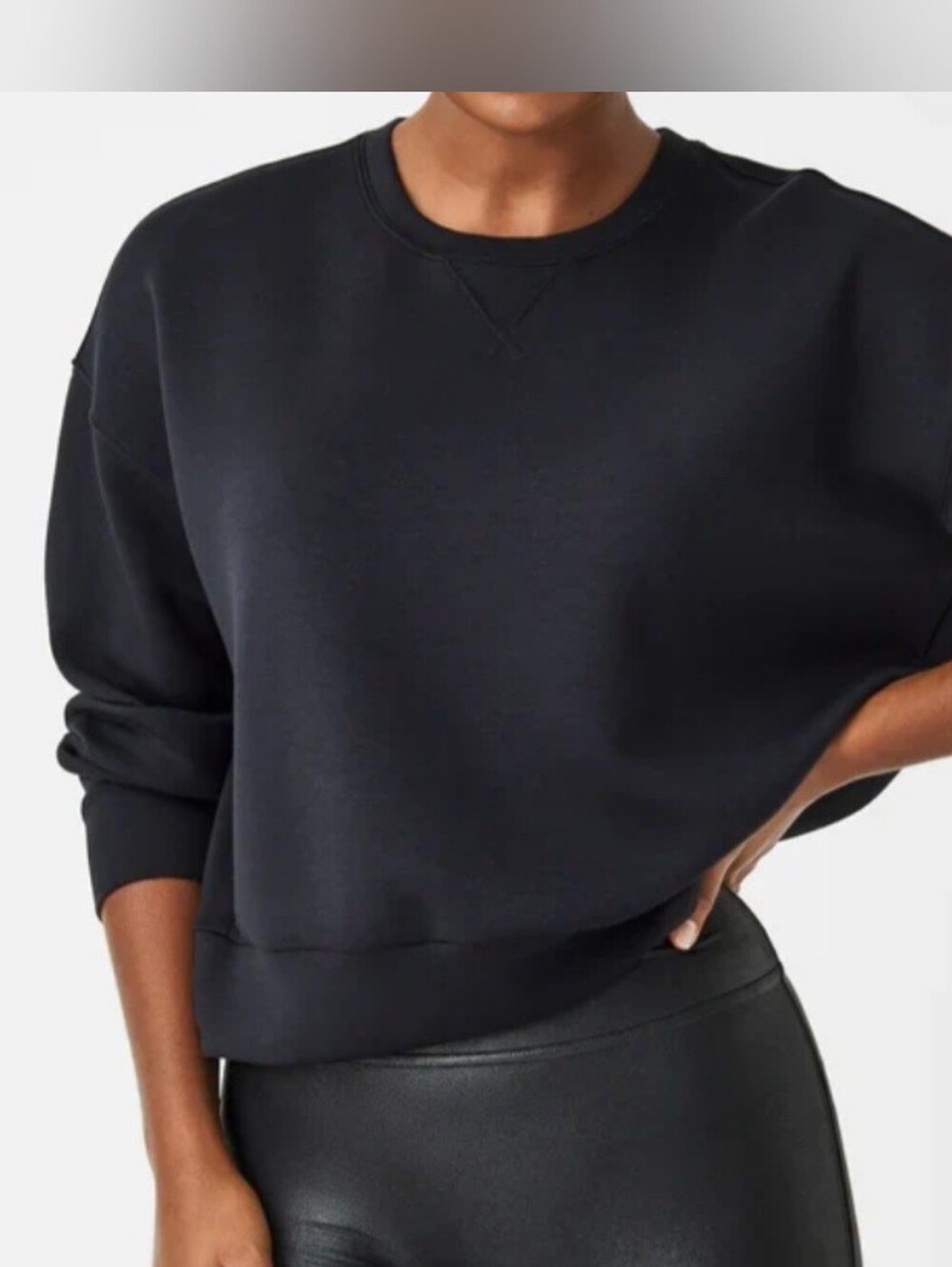 Spanx AirEssentials Black Crew Neck Pullover Sweater Size 2X